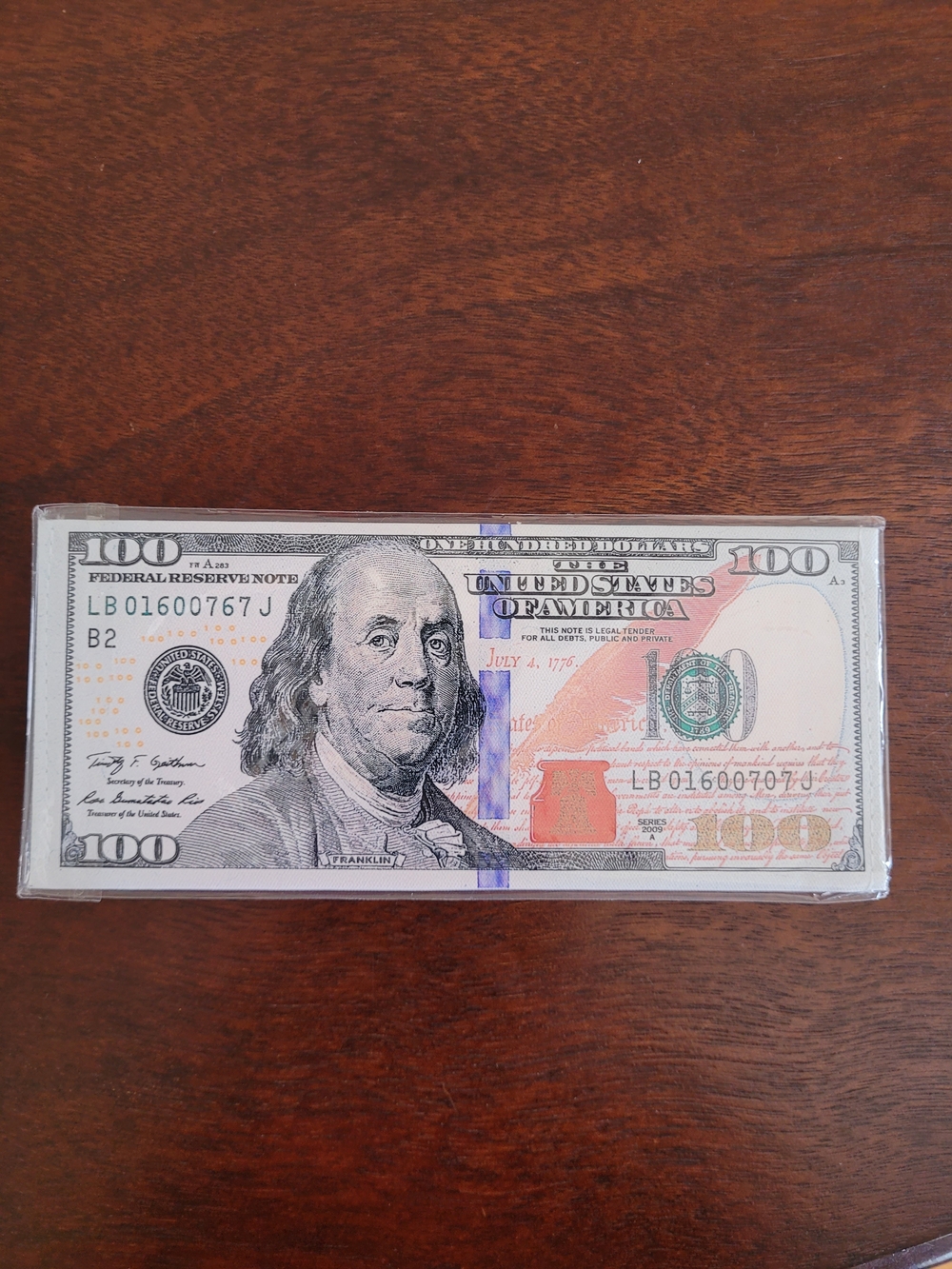 Brand New USA 100 Benjamin Franklin Money Bifold Canvas Wallet